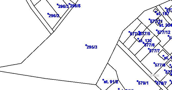 Parcela st. 295/3 v KÚ Dolní Staňkov, Katastrální mapa