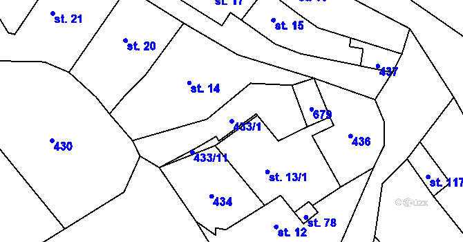 Parcela st. 433/1 v KÚ Dolní Staňkov, Katastrální mapa