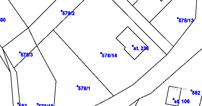 Parcela st. 578/14 v KÚ Dolní Staňkov, Katastrální mapa