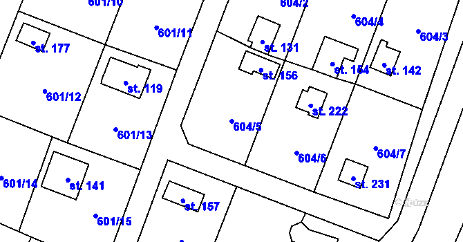 Parcela st. 604/5 v KÚ Dolní Staňkov, Katastrální mapa
