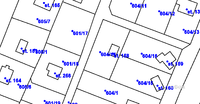 Parcela st. 604/14 v KÚ Dolní Staňkov, Katastrální mapa