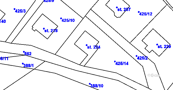 Parcela st. 224 v KÚ Dolní Staňkov, Katastrální mapa