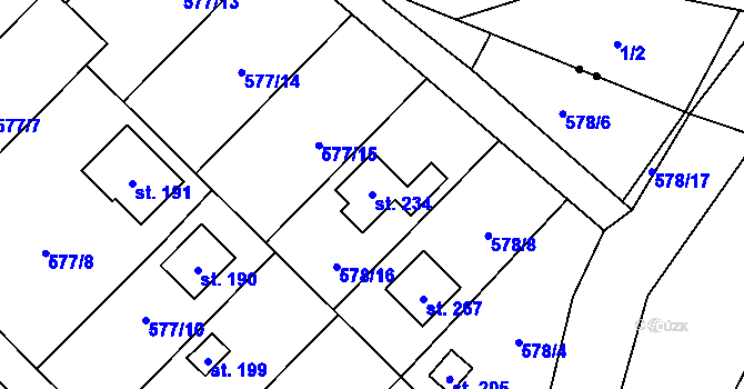 Parcela st. 234 v KÚ Dolní Staňkov, Katastrální mapa