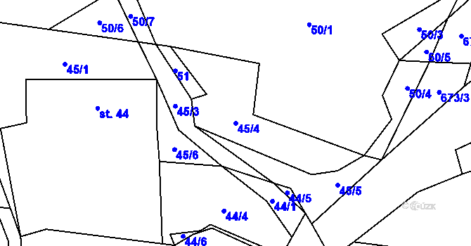 Parcela st. 45/4 v KÚ Dolní Staňkov, Katastrální mapa