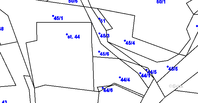 Parcela st. 45/6 v KÚ Dolní Staňkov, Katastrální mapa
