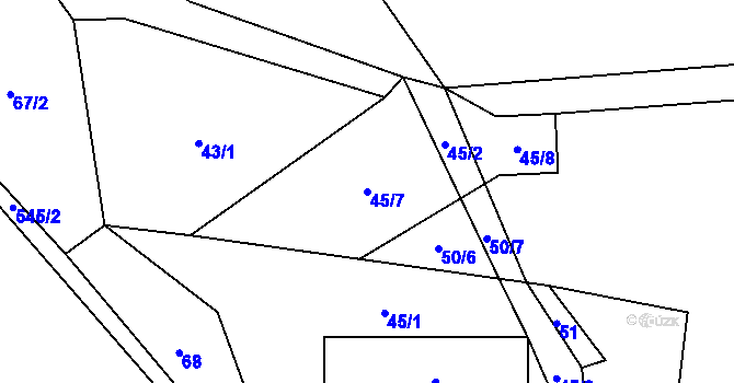 Parcela st. 45/7 v KÚ Dolní Staňkov, Katastrální mapa