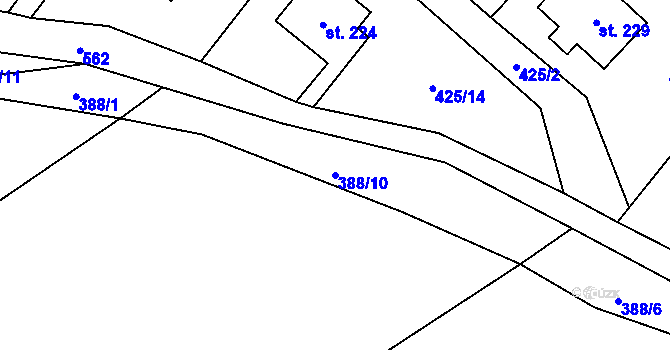 Parcela st. 388/10 v KÚ Dolní Staňkov, Katastrální mapa