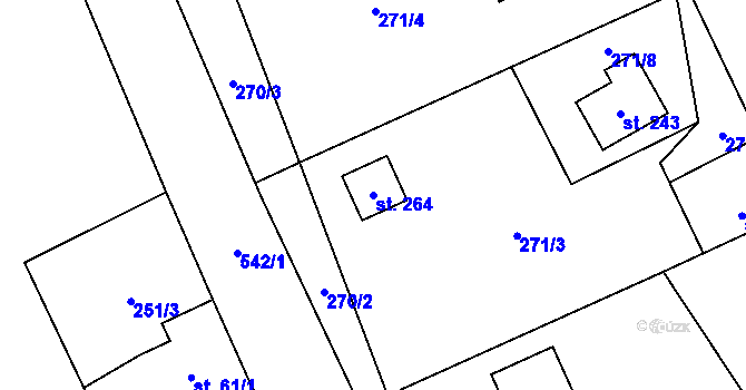 Parcela st. 264 v KÚ Dolní Staňkov, Katastrální mapa