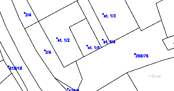 Parcela st. 1/5 v KÚ Sušice u Uherského Hradiště, Katastrální mapa
