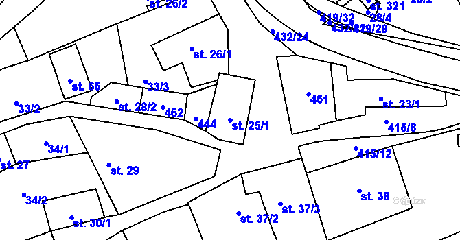 Parcela st. 25/1 v KÚ Sušice u Uherského Hradiště, Katastrální mapa