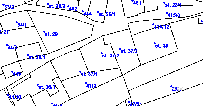 Parcela st. 37/2 v KÚ Sušice u Uherského Hradiště, Katastrální mapa