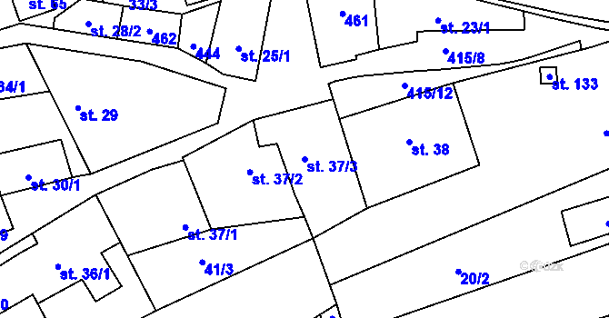 Parcela st. 37/3 v KÚ Sušice u Uherského Hradiště, Katastrální mapa