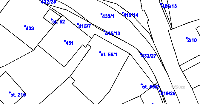 Parcela st. 56/1 v KÚ Sušice u Uherského Hradiště, Katastrální mapa