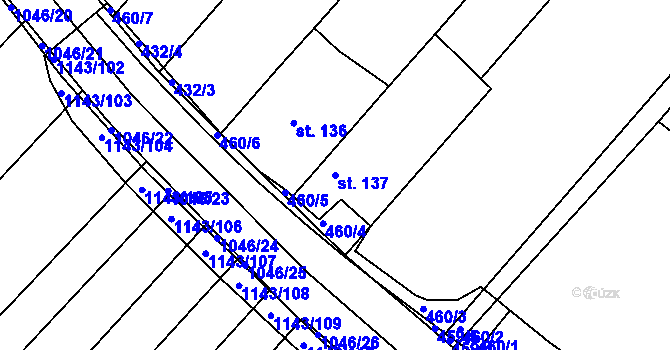 Parcela st. 137 v KÚ Sušice u Uherského Hradiště, Katastrální mapa