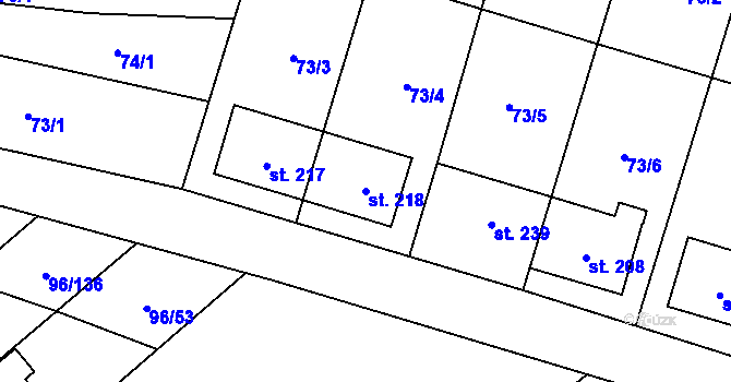 Parcela st. 218 v KÚ Sušice u Uherského Hradiště, Katastrální mapa