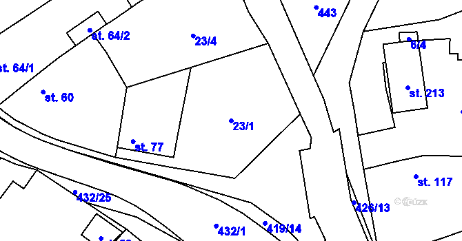 Parcela st. 23/1 v KÚ Sušice u Uherského Hradiště, Katastrální mapa