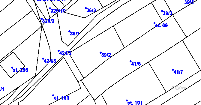 Parcela st. 39/2 v KÚ Sušice u Uherského Hradiště, Katastrální mapa