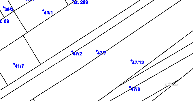 Parcela st. 47/7 v KÚ Sušice u Uherského Hradiště, Katastrální mapa