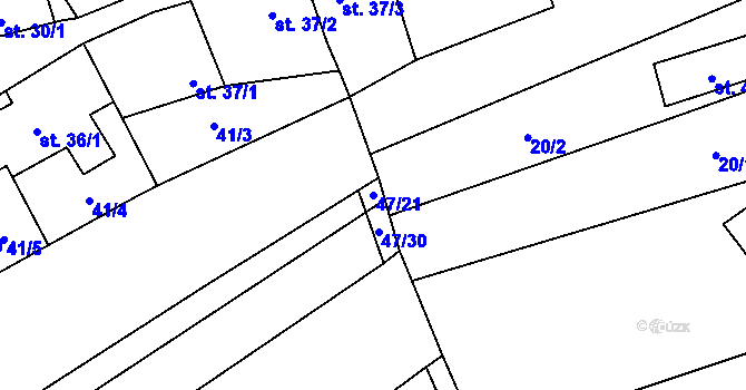 Parcela st. 47/21 v KÚ Sušice u Uherského Hradiště, Katastrální mapa