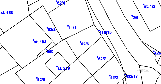 Parcela st. 62/6 v KÚ Sušice u Uherského Hradiště, Katastrální mapa
