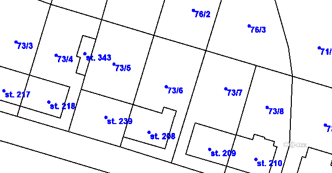 Parcela st. 73/6 v KÚ Sušice u Uherského Hradiště, Katastrální mapa