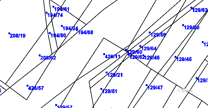 Parcela st. 426/11 v KÚ Sušice u Uherského Hradiště, Katastrální mapa