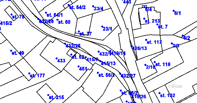 Parcela st. 432/1 v KÚ Sušice u Uherského Hradiště, Katastrální mapa