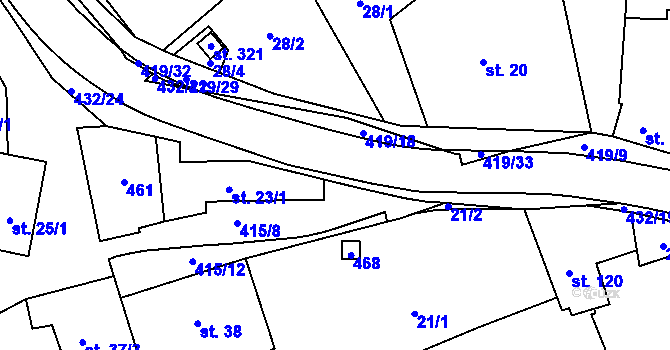 Parcela st. 432/21 v KÚ Sušice u Uherského Hradiště, Katastrální mapa