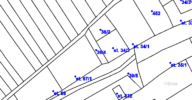 Parcela st. 36/4 v KÚ Sušice u Uherského Hradiště, Katastrální mapa