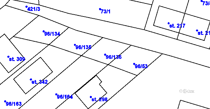 Parcela st. 96/136 v KÚ Sušice u Uherského Hradiště, Katastrální mapa
