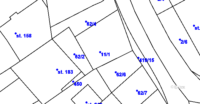 Parcela st. 11/1 v KÚ Sušice u Uherského Hradiště, Katastrální mapa