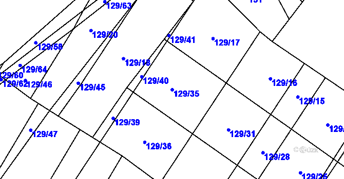 Parcela st. 129/35 v KÚ Sušice u Uherského Hradiště, Katastrální mapa