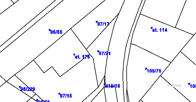 Parcela st. 97/21 v KÚ Sušice u Uherského Hradiště, Katastrální mapa