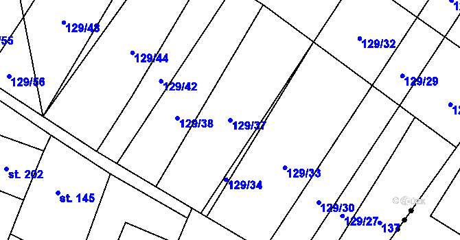 Parcela st. 129/37 v KÚ Sušice u Uherského Hradiště, Katastrální mapa