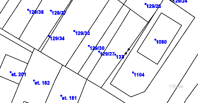 Parcela st. 129/27 v KÚ Sušice u Uherského Hradiště, Katastrální mapa