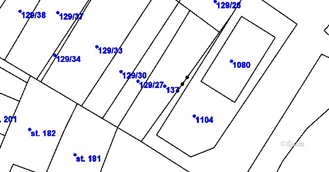 Parcela st. 137 v KÚ Sušice u Uherského Hradiště, Katastrální mapa