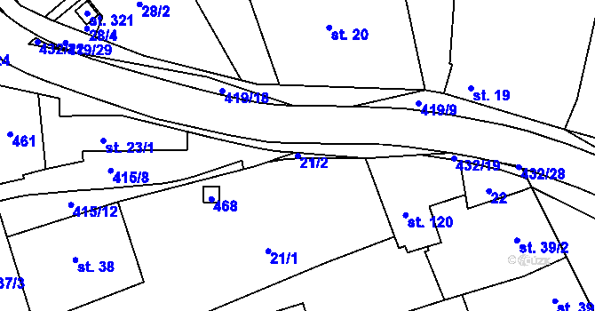 Parcela st. 21/2 v KÚ Sušice u Uherského Hradiště, Katastrální mapa