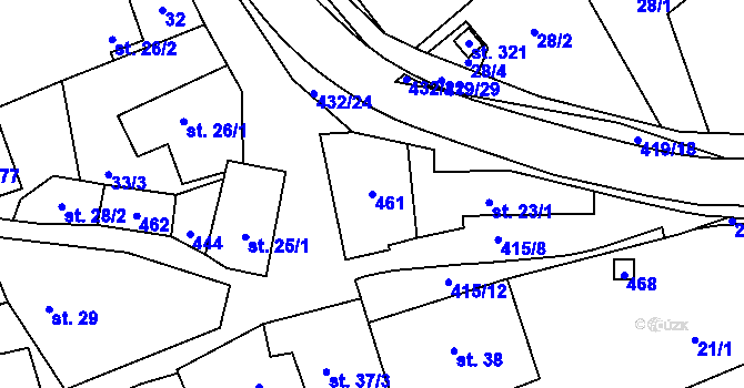 Parcela st. 461 v KÚ Sušice u Uherského Hradiště, Katastrální mapa