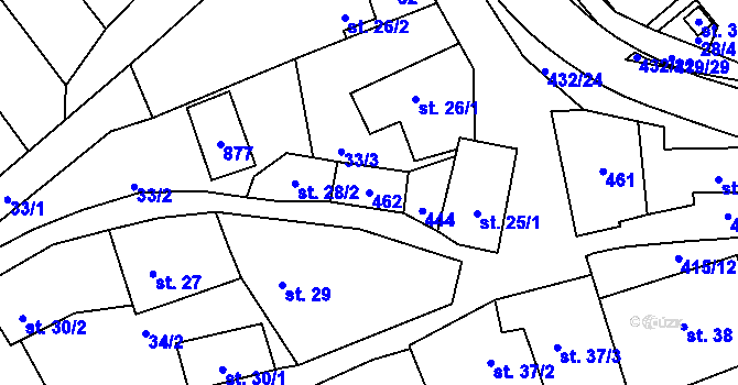 Parcela st. 462 v KÚ Sušice u Uherského Hradiště, Katastrální mapa