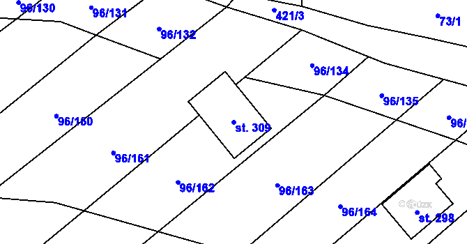Parcela st. 309 v KÚ Sušice u Uherského Hradiště, Katastrální mapa