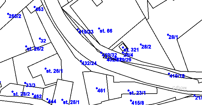 Parcela st. 419/32 v KÚ Sušice u Uherského Hradiště, Katastrální mapa