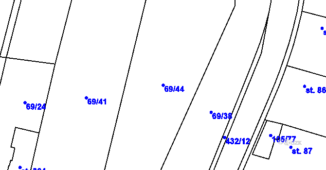 Parcela st. 69/44 v KÚ Sušice u Uherského Hradiště, Katastrální mapa