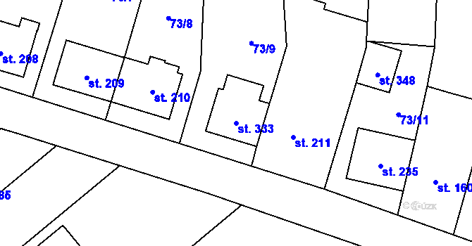 Parcela st. 333 v KÚ Sušice u Uherského Hradiště, Katastrální mapa