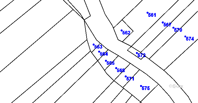 Parcela st. 564 v KÚ Sušice u Uherského Hradiště, Katastrální mapa