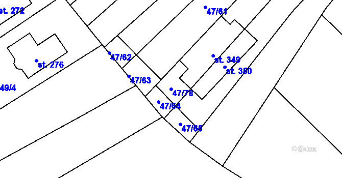 Parcela st. 47/78 v KÚ Sušice u Uherského Hradiště, Katastrální mapa