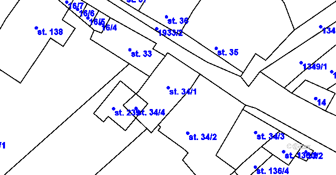 Parcela st. 34/1 v KÚ Sušice u Přerova, Katastrální mapa