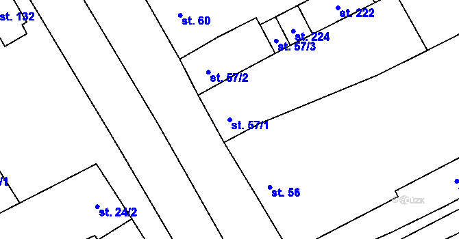 Parcela st. 57/1 v KÚ Sušice u Přerova, Katastrální mapa