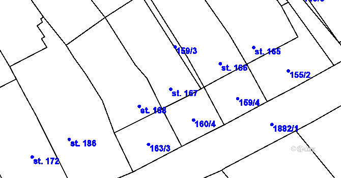 Parcela st. 167 v KÚ Sušice u Přerova, Katastrální mapa