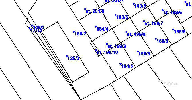 Parcela st. 199/10 v KÚ Sušice u Přerova, Katastrální mapa