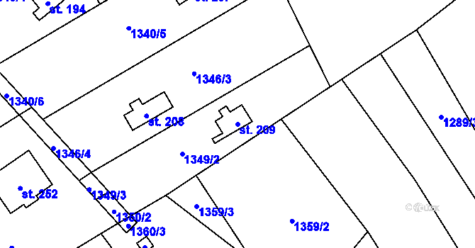 Parcela st. 209 v KÚ Sušice u Přerova, Katastrální mapa